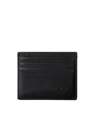 CALVIN KLEIN BOLD CK SUEDE Flacher Kartenhalter aus Leder auf Schwarz - Brieftaschen Herren - 1