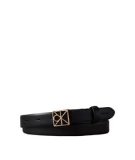 CALVIN KLEIN EMBLEM BUCKLE Lederg&uuml;rtel Schwarz / Antik-Hellgold - G&uuml;rtel - 1