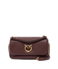 PINKO CLICK SOFT Mini-Schultertasche / Umh&auml;ngetasche Dunkelbraun-Antikgold - Damentaschen - 1