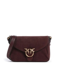 PINKO LOVE SATCHEL Mini-Schultertasche aus Leder Burgunder-Antikgold - Damentaschen - 1