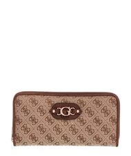 GUESS SAMANTHA Gro&szlig;e Geldb&ouml;rse mit Rei&szlig;verschluss Latte-Logo / braun - Brieftaschen Damen - 1