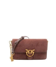 PINKO LOVE ONE SLOUCHY Kleine Schultertasche aus Leder Burgunder-Antikgold - Damentaschen - 1