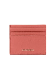 COCCINELLE METALLIC SOFT  Flaches Kartenetui aus Leder rosa Tonerde - Brieftaschen Damen - 1