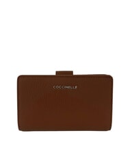 COCCINELLE METALLIC SOFT Geldb&ouml;rse aus strukturiertem Leder Cognac - Brieftaschen Damen - 1