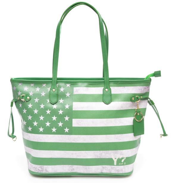 YNOT Flag Color USA Einkaufstasche um die Schulter GRÜN - Damentaschen