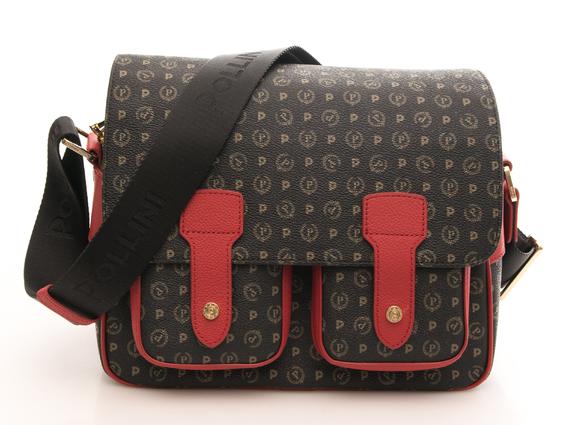 POLLINI HERITAGE CLASSIC Kuriertasche mit Schultergurt schwarzer Lack - Damentaschen