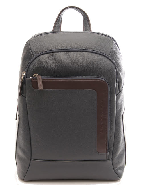 PIQUADRO X1 13 "Laptop-Rucksack aus Leder blau / braun - PC-Rucksäcke