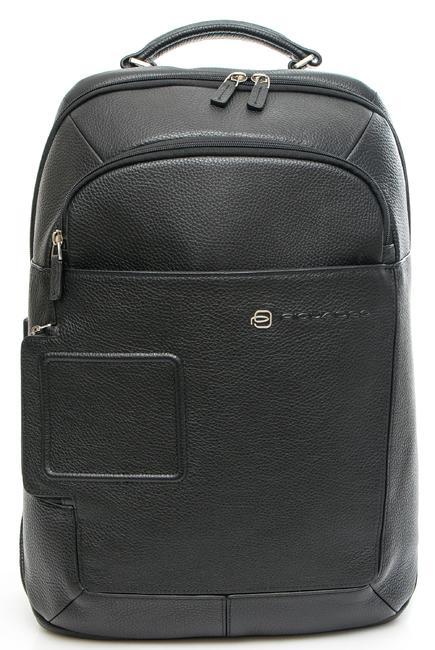 PIQUADRO VIBE OUT Lederrucksack, 15,6 "PC-Halterung Schwarz - PC-Rucksäcke