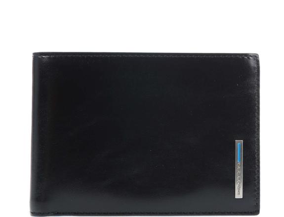 PIQUADRO Geldbörse BLAUES QUADRAT, aus Leder, mit Überschlag Schwarz - Brieftaschen Herren
