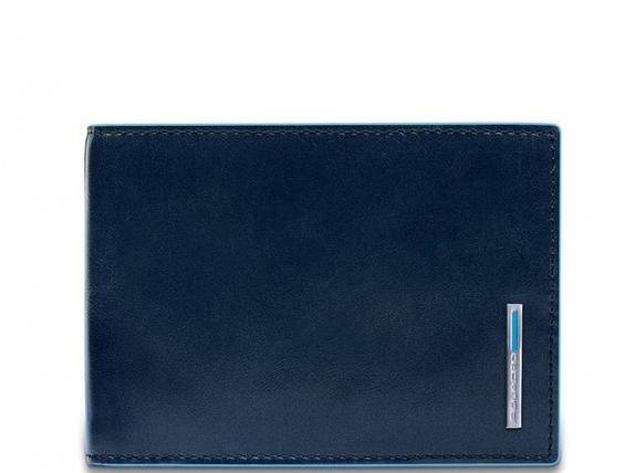 PIQUADRO Geldbörse BLAUES QUADRAT, aus Leder, mit Überschlag Blau - Brieftaschen Herren