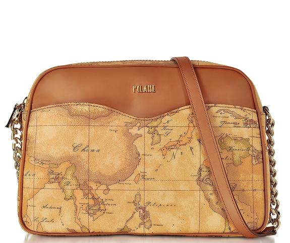 ALVIERO MARTINI PRIMA CLASSE Geo Umhängetasche aus Leder NATÜRLICH - Damentaschen