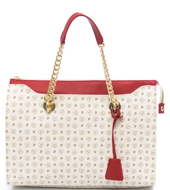 POLLINI Heritage Classic Handshopper, mit Schulterriemen elfenbein / lack - Damentaschen