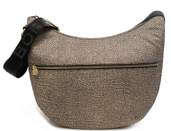 BORBONESE LUNA M Schultertasche OP / NATUR / SCHWARZ - Damentaschen