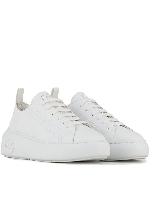 ARMANI EXCHANGE SUPER ACTION Lederturnschuhe mit Plateau OP WEISS - Damenschuhe