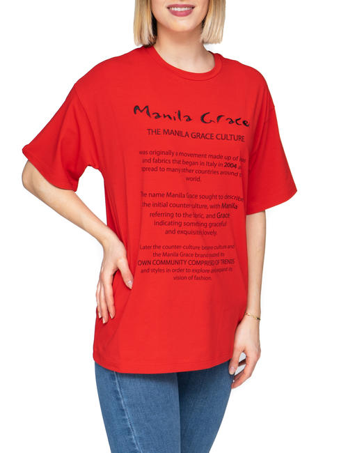 MANILA GRACE  T-Shirt mit Aufdruck ROT - T-Shirts und Tops für Damen