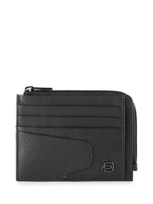 PIQUADRO AKRON Ledergeldbörse mit Reißverschluss Schwarz - Brieftaschen Herren