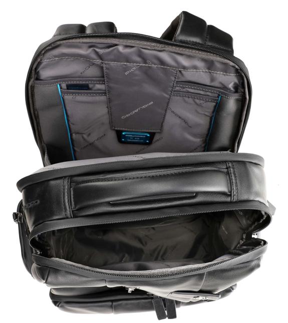 Rucksack URBAN FAST-CHECK, 15,6-Zoll-PC-Halterung, aus Leder Schwarz - PC-Rucksäcke