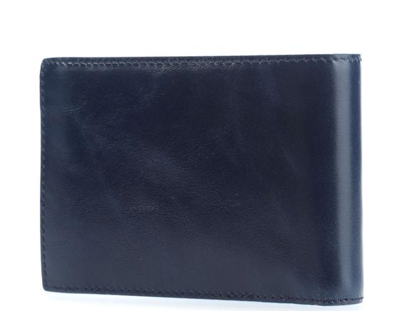 Geldbörse BLAUES QUADRAT, aus Leder, mit Überschlag Blau - Brieftaschen Herren