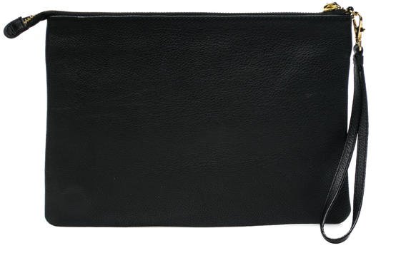  Clutch mit Manschette, aus Leder SCHWARZ - Damentaschen