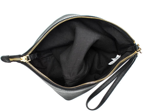  Clutch mit Manschette, aus Leder SCHWARZ - Damentaschen