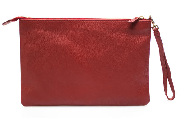  Clutch mit Manschette, aus Leder ROT - Damentaschen