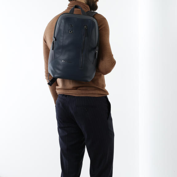 HAKONE Laptop-Rucksack 14 ", aus Leder Blau - PC-Rucks&auml;cke