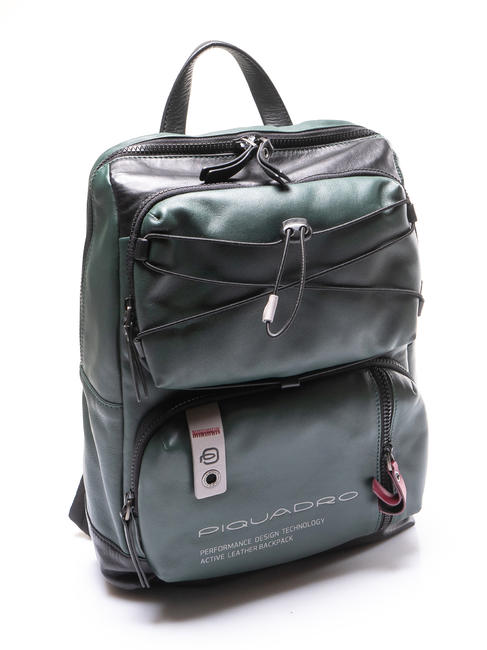 DOWNTOWN Laptop-Rucksack 14 ", aus Leder GR&Uuml;N - PC-Rucks&auml;cke