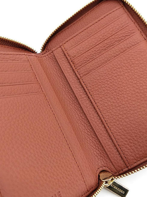 METALLIC SOFT Mittlere Geldb&ouml;rse aus Leder mit umlaufendem Rei&szlig;verschluss Zimt - Brieftaschen Damen