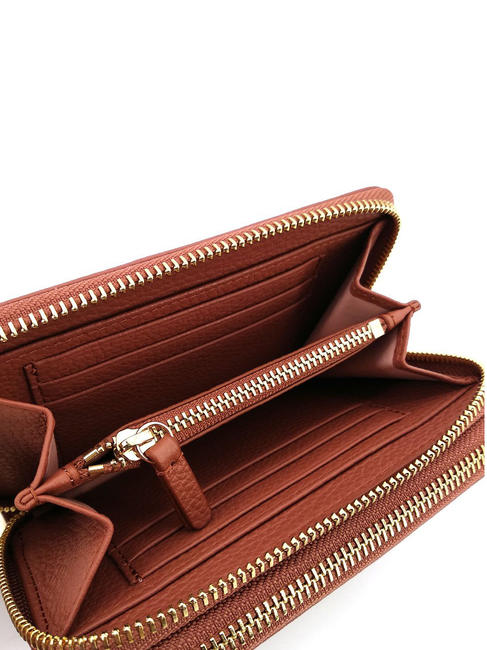 METALLIC SOFT Mittlere Geldb&ouml;rse aus Leder mit umlaufendem Rei&szlig;verschluss Zimt - Brieftaschen Damen