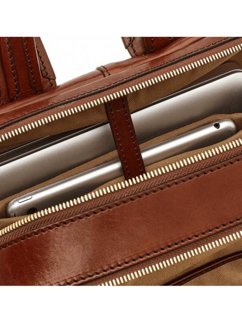 VESPUCCI Laptop-Rucksack aus Leder BRAUN - PC-Rucksäcke