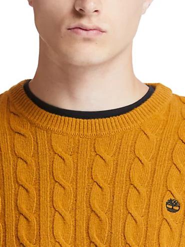 P-B LAMBWOOL Pullover mit Rundhalsausschnitt aus Wollmischung Weizenstiefel - Herrenpullover