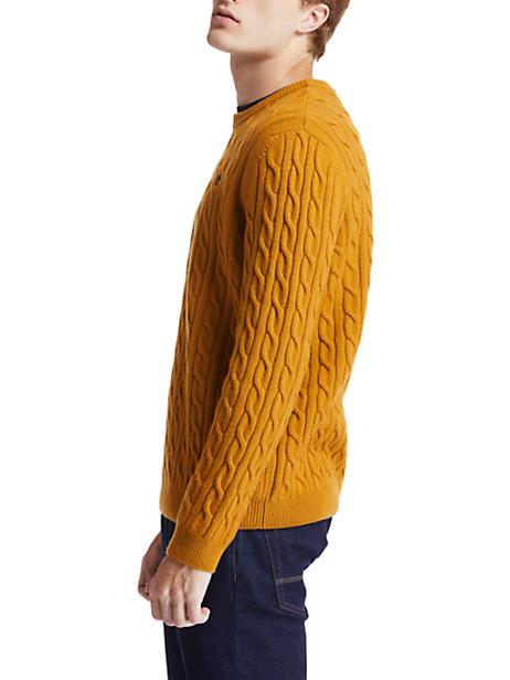 P-B LAMBWOOL Pullover mit Rundhalsausschnitt aus Wollmischung Weizenstiefel - Herrenpullover