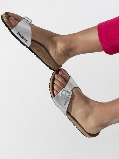 MADRID BIRKO FLOR Pantoffel-Sandale Silber- - Damenschuhe