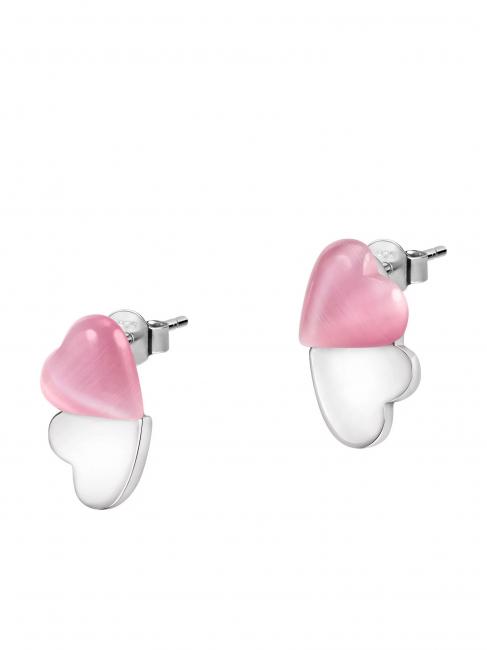 CUORE Silberohrringe mit Katzenauge rosa / wei&szlig; - Ohrringe