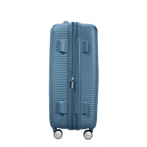 SOUNDBOX SPINNER Mittlerer Trolley, erweiterbar steinblau - Harte Trolleys