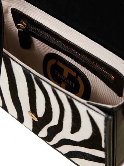 Schultertasche in Haut zebra  pelziger Zebraschnee / schwarz - Damentaschen