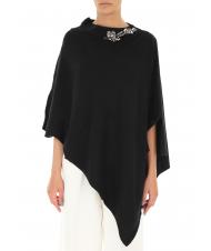 TWINSET Poncho in maglia con ricamo castoni su scollo   Schwarz - Schals - 3