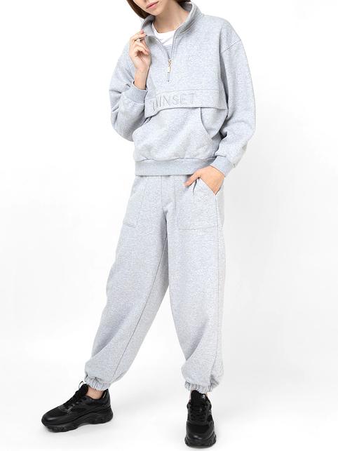 U&B Komplettes Sweatshirt mit Stickerei und Jogging grau meliert - Sportanz&uuml;ge f&uuml;r Damen