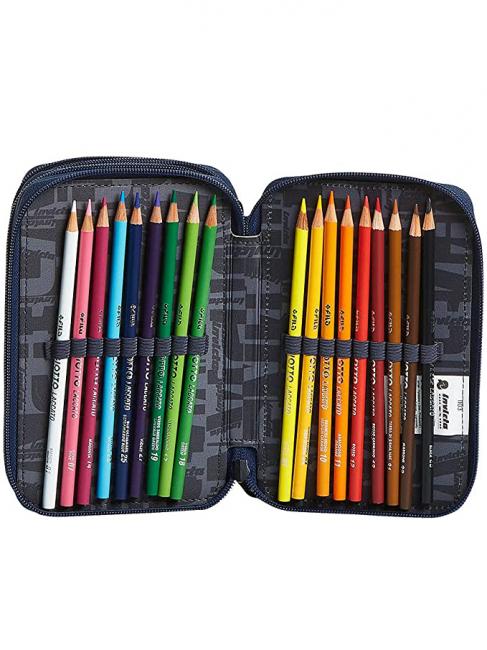 Astuccio 3 zip Kit mit allem f&uuml;r die Schule! Rastert&ouml;neblau - Etuis und Zubeh&ouml;r