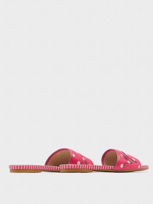 Ciabatta flat a pois  fuchsia / wei&szlig; - Damenschuhe