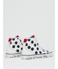 MANILA GRACE Sneaker high top a pois in canvas  wei&szlig; schwarz - Damenschuhe - 3