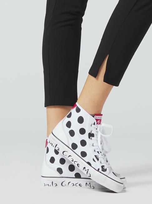 Sneaker high top a pois in canvas  wei&szlig; schwarz - Damenschuhe