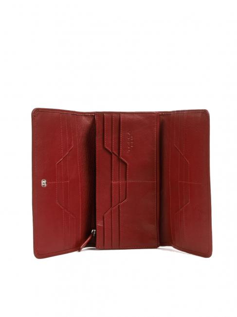 BASIC Gro&szlig;e Ledergeldb&ouml;rse mit &Uuml;berschlag Dunkelrot - Brieftaschen Damen