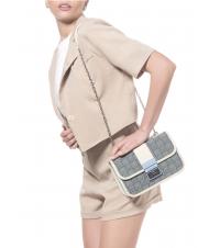 BRACCIALINI MONOGRAM Mini-Umhängetasche aus Jacquard-Stoff Avio - Damentaschen - 4