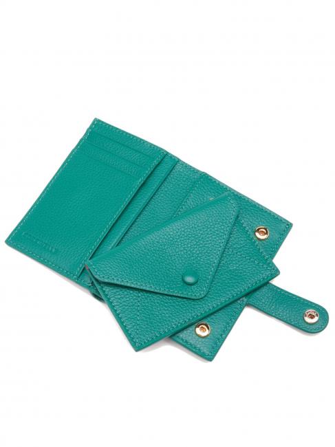 EASY POCKET Portemonnaie aus strukturiertem Leder Gras-Gr&uuml;n - Brieftaschen Damen