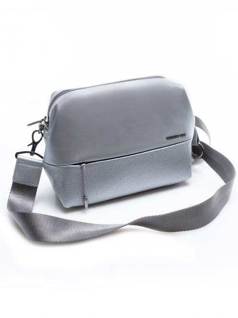 ATHENA Mini-Tasche aus Leder mit Schulterriemen SILBER - Damentaschen