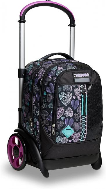7.1 TYRE Patchyheart Girl Abnehmbarer Trolley-Rucksack Schwarz - Rucks&auml;cke mit Trolleyfunktion