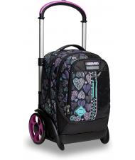 SEVEN 7.1 TYRE Patchyheart Girl Abnehmbarer Trolley-Rucksack Schwarz - Rucks&auml;cke mit Trolleyfunktion - 7