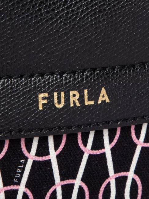 PIPER Rucksack aus Canvas und Leder mit Kettendruck schwarz + Talkum + hellrosa - Damentaschen