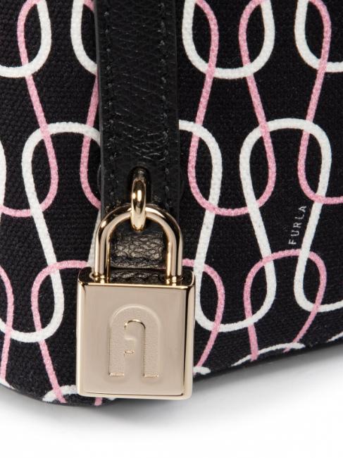 PIPER Rucksack aus Canvas und Leder mit Kettendruck schwarz + Talkum + hellrosa - Damentaschen